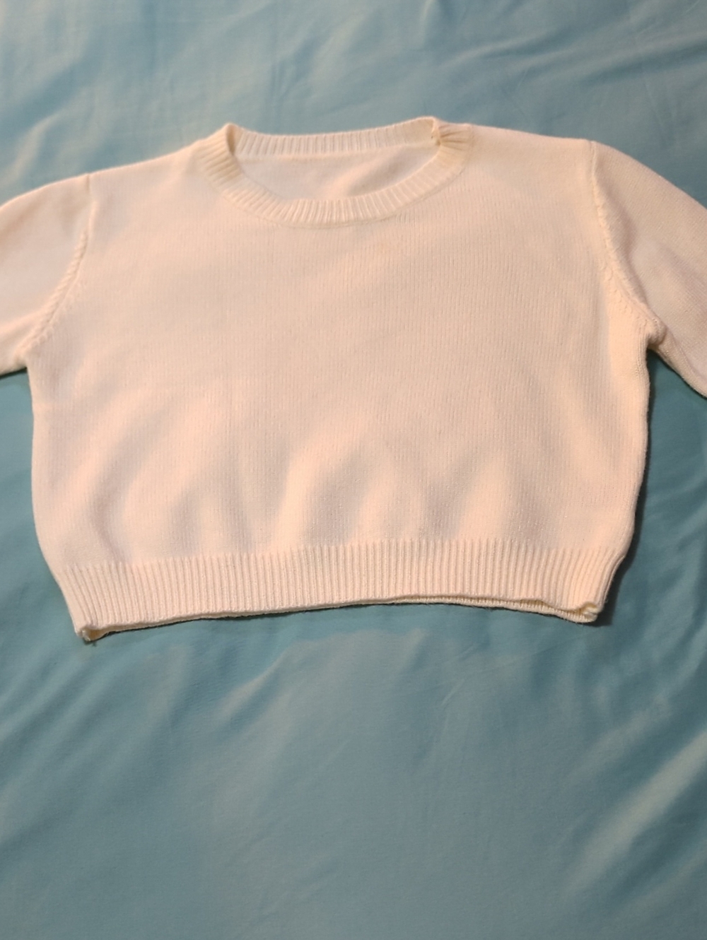 SHEIN Cream Crewneck Cropped Sweater